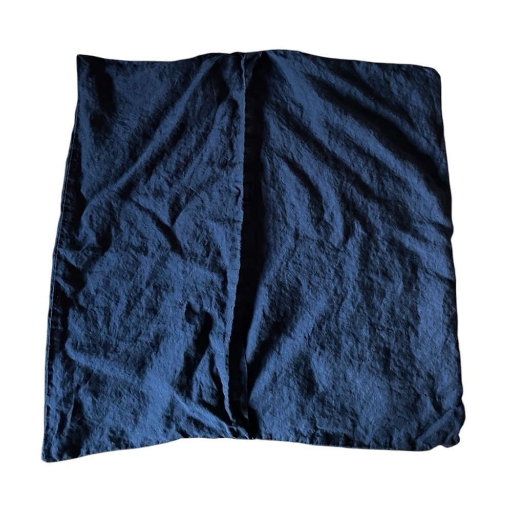 West Elm Linen Euro Pillow Sham Midnight Navy Blue - Picture 2 of 6